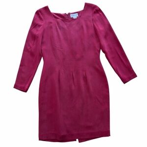 Papell Too Vintage Red Silk Long Sleeve Dress